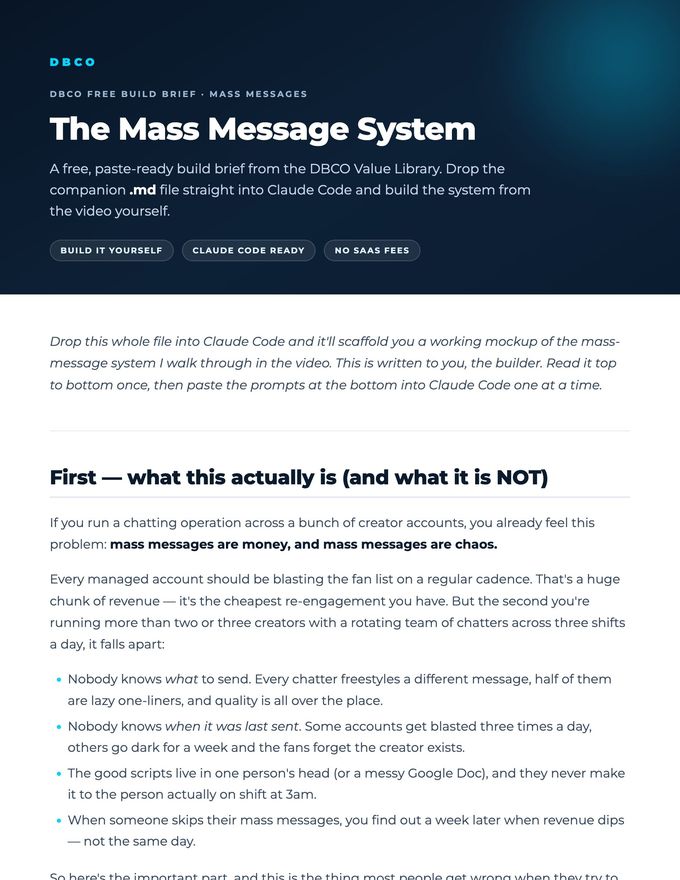 The Mass Message System - build brief page 1