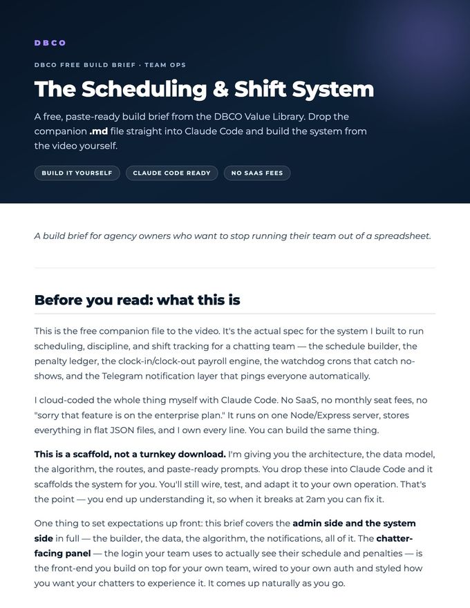 The Scheduling & Shift System - build brief page 1
