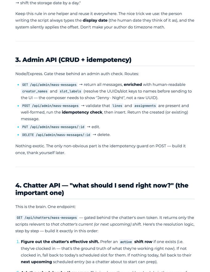 The Mass Message System - build brief page 6