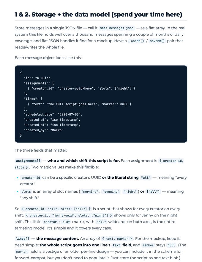 The Mass Message System - build brief page 4
