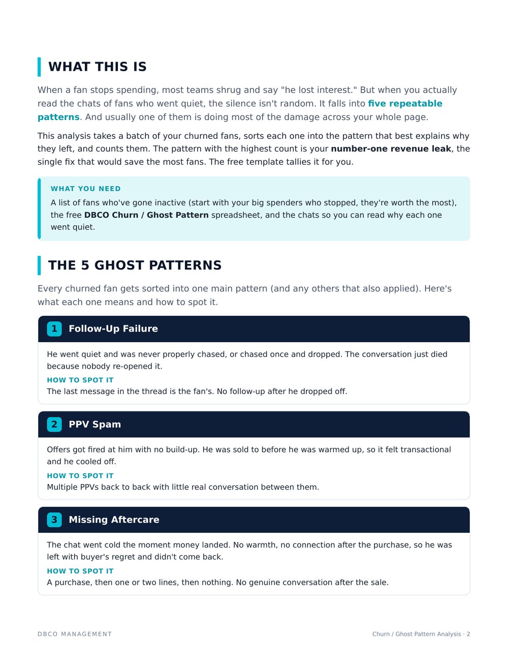 Churn / Ghost Pattern Guide - page 2