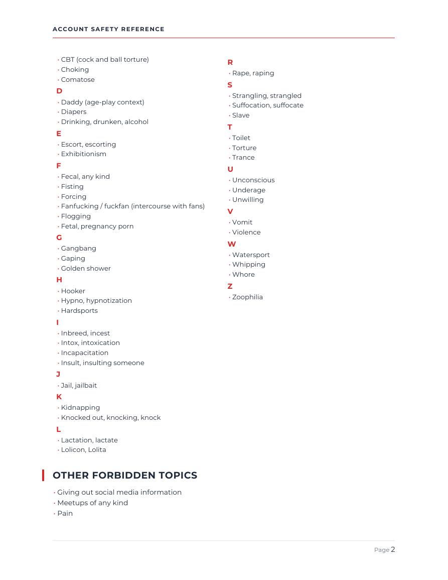 Forbidden Words & Account Safety Reference - page 2